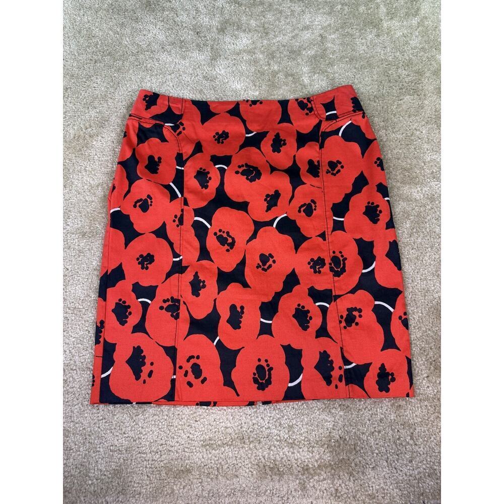 NEW YORK & CO Multicolor Floral Straight Midi Mini Skirt Sz 10 Stretch C527